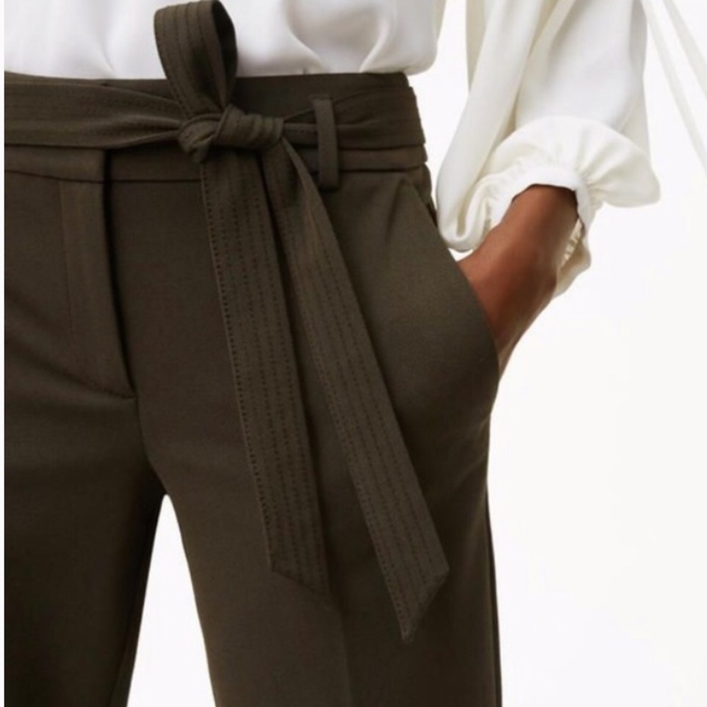 Loft Slim Tie Waist Marisa Pant Army Green